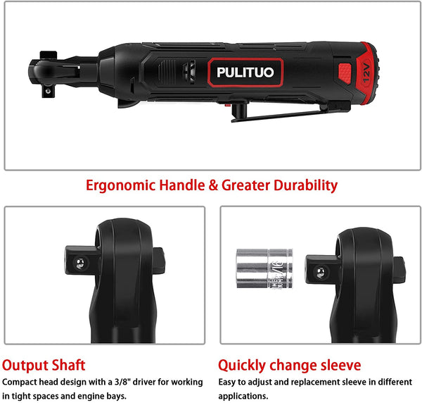 PULITUO 3/8" Cordless Ratchet Wrench